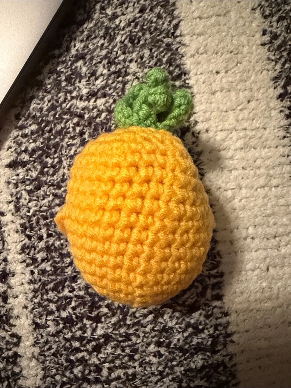 Yellow Crochet Pineapple Plush with Green Top - You’re Awesome Saying